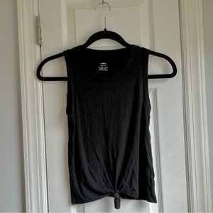 Aerie Black Ribbed Knotted Tank Top